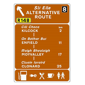 Alternative-route-off-the-motorway irish road signs