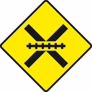 Level-crossing-ahead-unguarded-by-gates-or-lifting-barrier-irish road signs