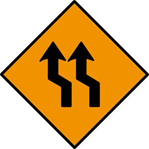 Move-to-right-two-lanes irish road signs