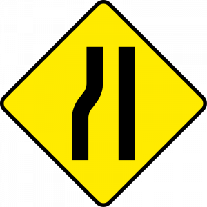 Road-narrows-from-left-irish road signs