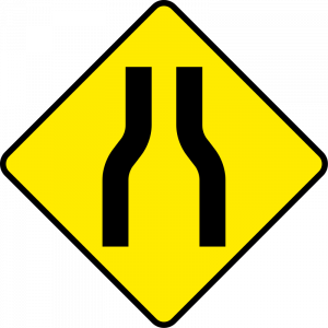 Road-narrows-on-both-sides-irish road signs